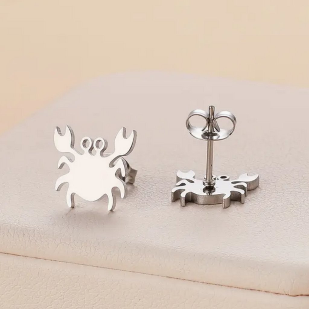 Crab Stainless Steal Stud Earrings Nwt
